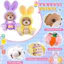 Shappy 4 Pcs Easter Bunny Plush Toys, 12 Inch Bunny Rabbit Stuffed Animals with Carrot & Bear Face Design, Pastel Plush Set for Easter Basket Stuffers, Gifts for Kids