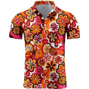 70s Outfits for Men Golf Polo Shirts Short Sleeve Disco Retro Paisley Button Vintage Dry Fit Funny Clothes