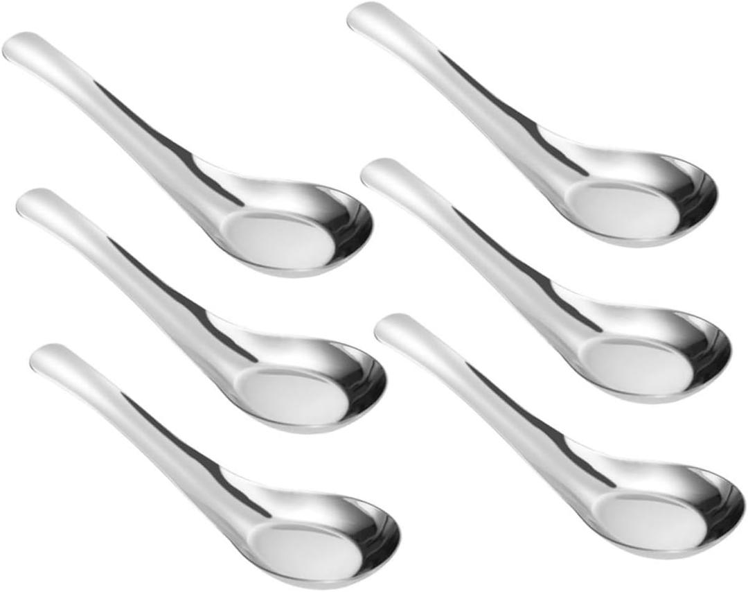 6pcs Elegant Large Serving Spoon Stainless Steel Spoons for Cooking Buffet Soup Sauce Rice Kitchen Use Mirror Polished