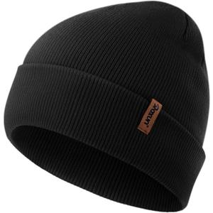 ROXUN Beanie for Men/Women Winter Hat Knit Cuffed Soft Warm Unisex Skull Stocking Cap (Black)
