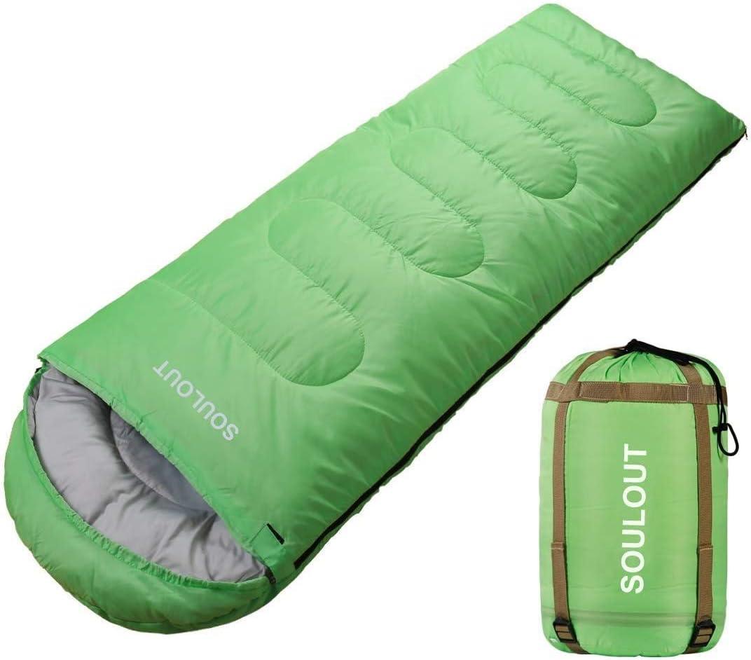 Envelope Sleeping Bag,3-4 Seasons Warm Cold Weather Lightweight, Portable, Waterproof Compression Sack for Adults & Kids - Indoor & Outdoor Activities: Traveling, Camping, Backpacking, Hiking, Green