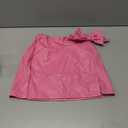 Girl's Cute PU Leather Skirt Elastic High Waist Split Hem Bow Front Mini Skirts 9