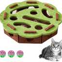 Cat Scratch Puzzle Enrichment Box, Cat Nail File Enrichment Box, Cats Nail File Scratcher, with Bell for Indoor Cats Scratching and Hunting Mental Felt Maze Box(Green,Flower-Shaped)