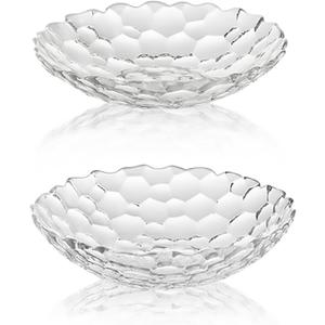 2 Pack Glass Fruit Bowl, Fruit Basket Holder, Crystal Fruit Bowl, Dessert Plate,Decorative Pedestal Bowl,for Table Dcor for Home,Office, Wedding Decor, Fruit, Snack, Dessert (Large+Small,Clear)