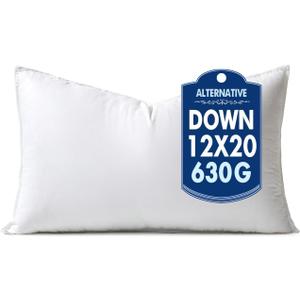 MIULEE 12x20 Down Alternative Pillow Insert Decorative Throw Pillow 12 x 20 Inch Body Bed Sleeping Ultra Soft Fluffy Form for Sofa Couch Bed