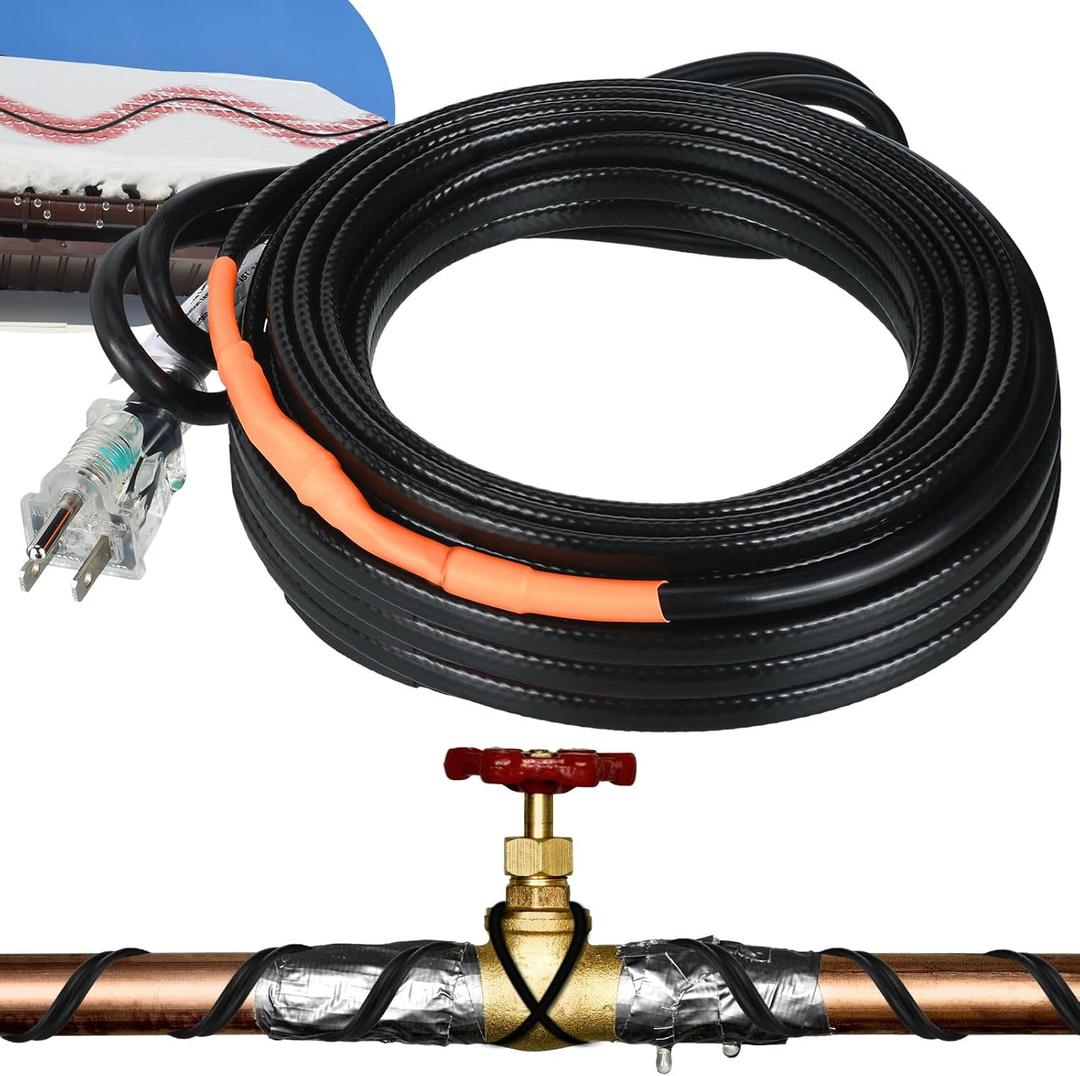 Kingdder Heat Tape for Water Pipes, Roof Snow Deicing Heating Cable, Self Regulating Temperature for Pipe Freeze Protection 120V 7.5Watts/Ft(1 Pc,150 Ft)