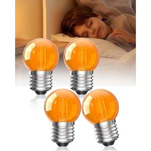 Bonlux G40 LED Low Watt Light Bulb,2W E26 Amber Bulb Equivalent 20 Watt, Low Lumen Light Bulb 2000K Dim Soft Warm Light for Bedroom Bathromm Accent Lighting(4 Pack,Non-Dimmable)
