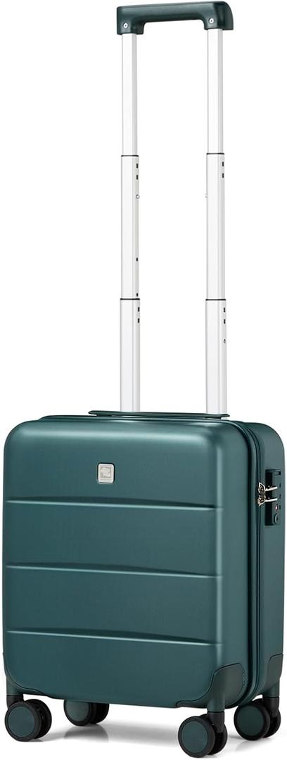Hanke 16 Inch Underseat Carry On Luggage with Wheels Hard Shell Mini Small Suitcases Carry On Bag for Airline Approved TSA Luggage Lightweight Travel Suitcase Blackish Green)