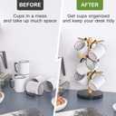 2 x Wisuce Bamboo Mug Holder - Black Coffee Mug Tree Stand for Countertop - Organizer (Black Natural (6 Hooks))