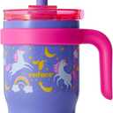 REDUCE 14 Oz Coldee Kids Tumbler with Lid and Straw - Coldee Insulated Travel Mug - Spill-Proof, Sweatproof Stainless Steel, BPA-Free - Includes Handle, Reusable Silicone Straw - Unicorn Magic