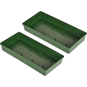 MECCANIXITY Plastic Design Bowl 11 Inch Flower Arrangement Base for Centerpiece Decorating, Green Pack of 2