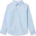 Amazon Essentials Boys' Long Sleeve Oxford Button Down Shirt (10, Light Blue)