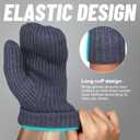 Whiteleopard Men's Winter Gloves Warm Lining Elastic Cuff - Knit Stretchy Cold Weather Warm Knit Thick Gloves Mittens (Large, Navy)
