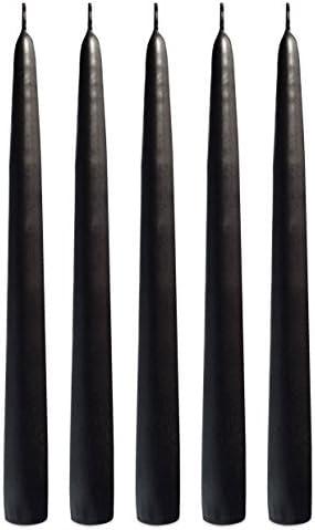 Elegant Black 10 Inch Taper Candles - Pack of 12 Premium Unscented, Dripless & Smokeless Hand-Dipped Candles for Birthday, Wedding or Dinner Decorations and Formal Candle lighting, 2 Packs