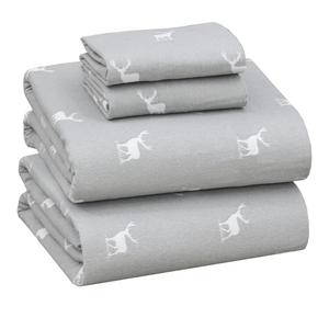 RUVANTI Flannel Sheets Queen Size - 100% Cotton Double Brushed Bed Sheets, Deep Pockets 16 Inches Queen Sheet Set, All Seasons Breathable & Extra Soft - Warm & Cozy, 4 Piece, Celestial Stag