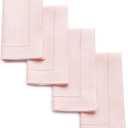 Solino Home Pink Linen Napkins Set of 4-100% Pure Linen Hemstitch Dinner Napkins 20 x 20 Inch for Christmas - Classic Hemstitch