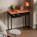 Pamray 32 Inch Small Computer Desk with 2 Drawers for Bedroom Study Writing Home Office Table for Small Spaces Orange