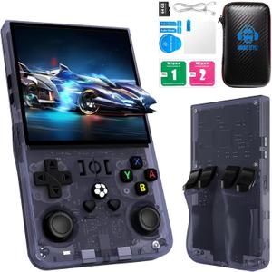 R36MAX Handheld Game Console, 4.0 Inch IPS Screen Linux System 4000mAh Rechargeable Portable Pocket Arcade with 64GB TF Card, Built in 18000+ Games, Retro Video Games Player for Kids & Adults