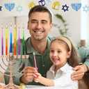 The Dreidel Company Dripless Deluxe Tapered Hanukkah Candles, Multicolored 3-Tone Pastel Decorations, 45 Menorah Candles for All 8 Nights of Chanukah 1-Hour Burn Time