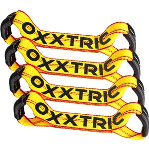 OXXTRIC Replacement Dog Bone Short Strap,2" x 16",Sewn Eyes Loop Straps on Both Ends for 8-Point RollBack Tie Down System,4Pack,Heavy Duty Tow Truck Straps