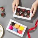 RomanticBaking 100 Pack White 7 x 4 3/8 x 1 1/2inches Cookies Boxes with Window Christmas Bakery Packaging for Macaron Treat Boxes Chocolate Truffle