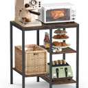 OGEMXU Kitchen Microwave Stand,4-Tier Adjustable Bakers Rack, Microwave Cart with Storage, Small Coffee Bar Table Appliance Shelf for Living Room,Office,Rustic Brown