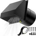 HG Power 8 Inch Hooded Wall Vent with Damper and Screen, Exterior Vent CoversGalvanized Steel Exhaust Vent, Exhaust Fan Cover for Kitchen Range Hood Ventilation, HVAC Duct Air Exhaust, Black