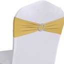 VDS - Gold | Spandex Chair Sashes Bows | 100 PCS | Stretch Elastic Banquet Universal Folding Chair Band Tie with Silver Buckle Slider for Wedding Party Conference Celebration Event Decoration