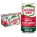 Canada Dry Zero Sugar Cherry Gingerale Fruit Splash 12oz, Pack of 12 (EXP 09/19/26)