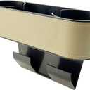 Cup Holder for Car Seat Gap Organizer, Multifunctional Cup Drink Holders with PU Leather Cover, Side Insert Center Console Gap Filler Storage Box for Mug, Bottle, Cellphones, Keys, Coffee, Coasters (beige2)