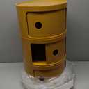 3 Drawers Round Nightstand with Storage, Yellow Side Table Plastic Round Nightstand 3 Tier Small Drawers for Bathroom, Bedroom