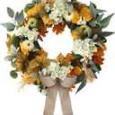22 Inch Fall Wreath, Handmade Thanksgiving Wreath, Fall Wreaths for Front Doors, Pumpkin Fall Wreath Decorations, Wreath Fall Decor for Home Porch Outdoor Indoor