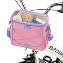 GRANNY SAYS Bike Basket Front for Kids, Cute Bicycle Basket for Bear Toys, Small Bike Bag for Boys and Girls, Kids Bicycle Baskets with Shoulder Strap, Handlebar Scooter Balance Bike Bag, Pink