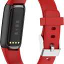 Fit for Fitbit Luxe Bands, Adjustable Soft Silicone Replacement Watch Band Straps Wristbands Bracelet Fit for Fitbit Luxe Fitness and Wellness Tracker for Women Men (Small, Red)