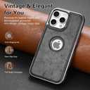KECAKE for iPhone 16 PRO MAX 6.9 Inch Case Luxury Leather Logo Visible Vintage Ultra Slim Protective Cover (Black with Black Trim)