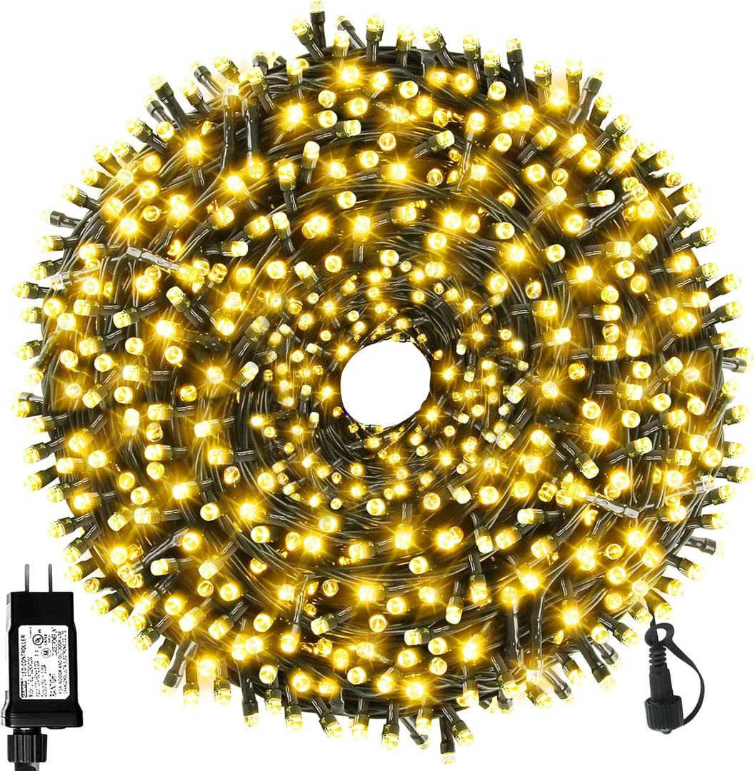 170FT 500 LED Christmas Lights Outdoor Indoor, Waterproof Christmas Tree Lights for Christmas Decorations with Timer, 8 Modes Memory Function (Warm White)