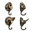 Wreath Cup Hook, Antique Brass- Plated Plished Super Suction Hanger for Glass Window, Kitchen， Bathroom and Restroom,2Pack,