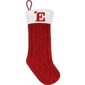 DIYASY Christmas Stockings with Initials, 18 Inch Knit Stockings with Letters Large Knitted Xmas Stocking Party Fireplace Family Hanging Decorations (Letter E)