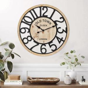 Extra Large Wall Clock,24INCH Wooden Arabic Number Wall Clock,Living Room Clocks Wall Decorative Large 24
