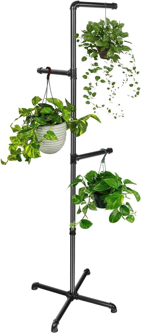 Hanging Plant Stand, Plant Hanger Indoor, Corner Hanging Plant Stand, Black Metal Holder for Bedroom, Living Room, Garden, Balcony (Regular -61inch)