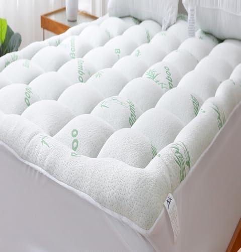 AdkTex Ultra Soft Twin Mattress Topper Bed Size - Premium Viscose Made from Bamboo Mattress Topper for Back Pain, Natural Cooling Mattress Pad Fits 8-20 Inches Extra Deep Matress Topper, (Green)