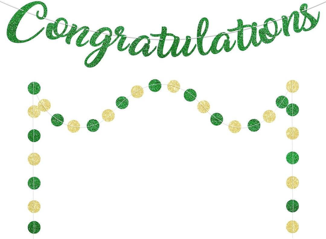 Green Congratulations Banner Sign Prestrung Congrats Banner Garland Congratulations Decorations Congrats Graduation Banners for Graduation Decorations Retirement Wedding Party Decor Supplies
