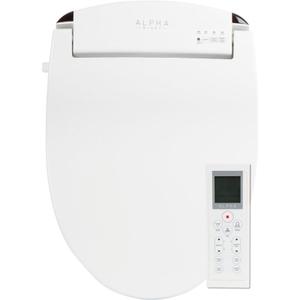ALPHA BIDET JX2 Elongated Bidet Toilet Seat, White, Endless Warm Water, *NEW* Bowl Mist, LED Light, Quiet Operation, Wireless Remote, Stainless Steel Nozzle, Sittable Lid