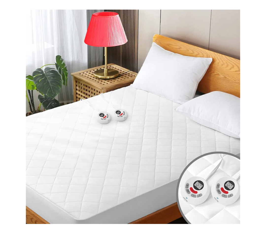 Heated Mattress Pad Queen Size Quilted Zone Heating Electric Bed Warmer Luxury Comfort Heat Mattress Pad Cover Dual Controller, 10 Heat Settings | 1-12 Hours Auto Shut Off