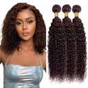 Dark Brown Hair Bundles Color 4 Kinky Curly Human Hair Bundles 10 12 14 Inch Unprocessed Brazilian Virgin Color #4 Bundle Chocolate Brown Curly Wave Bundle For Black Women Minimum entanglement