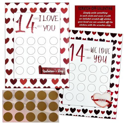 Kephay Valentine's 14 Things We/I Love About You Scratch Off Cards, 2PCS Valentine's Advent Calendar Personalized Gift for Him Her Husband Wife Girlfriend Boyfriend