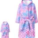 CHILDRENSTAR Matching Girls & Doll Robe Kids Bathrobes Plush Soft Fleece Pajamas Sleepwear (12-13 Years, Unicorn Starry-sky)