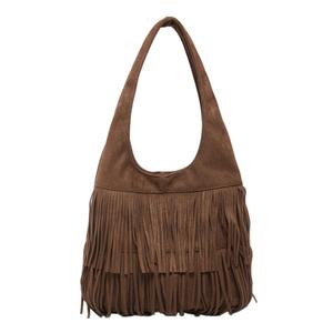 CORIOS Women Suede Handbag Vintage Fringe Hobo Bag Shoulder Bag with Tassel Hippie Western Purse Large Capacity Tote Bag Elegant Top Handle Bag for Shopping Work Travel Coffee
