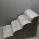 MIHIKK Dog Stairs Ramp, Curved 4-Step Dog Steps for Small Dogs and Cats, Pet Stairs for High Beds and Couch with Anti-Slip Washable Cover and Durable High Density Foam, Grey