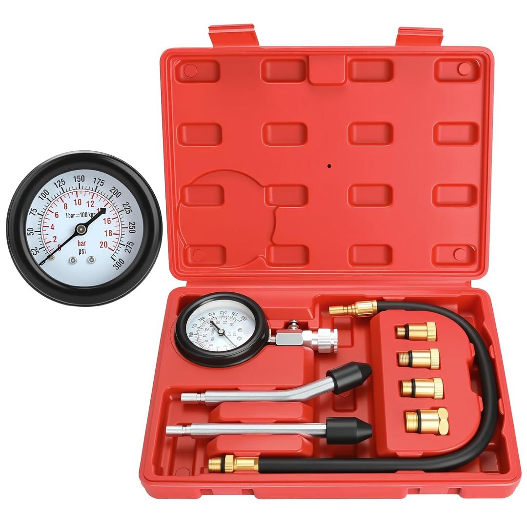 BETOOLL HW0130 8pcs Petrol Engine Cylinder Compression Tester Kit Automotive Tool Gauge